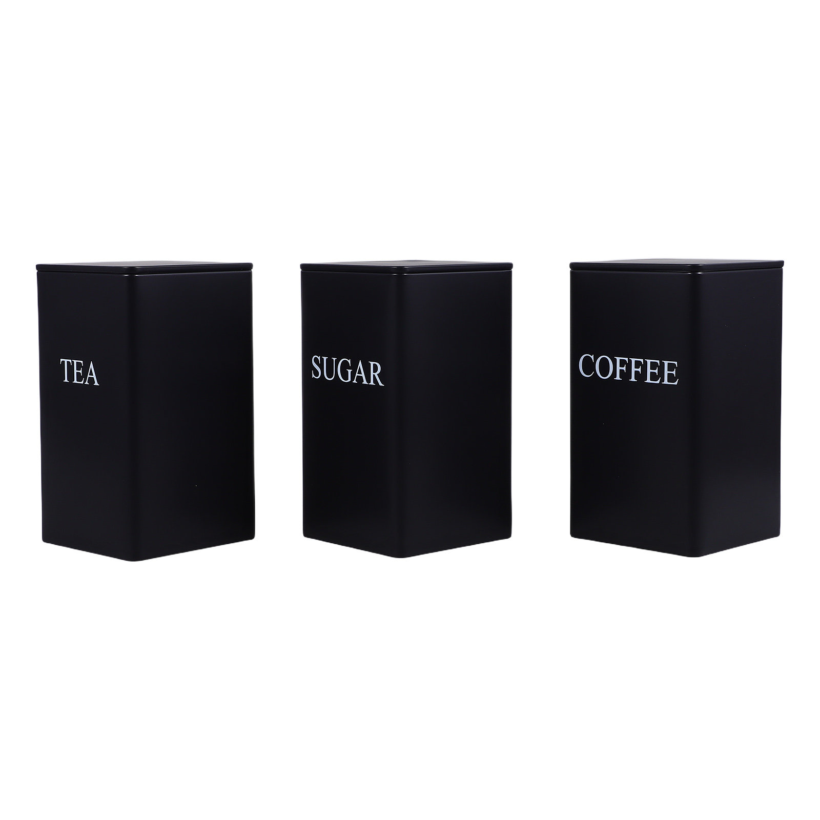 Coffee Tea Containers - 3개입 밀폐형 금속 주방 용기, 사각형