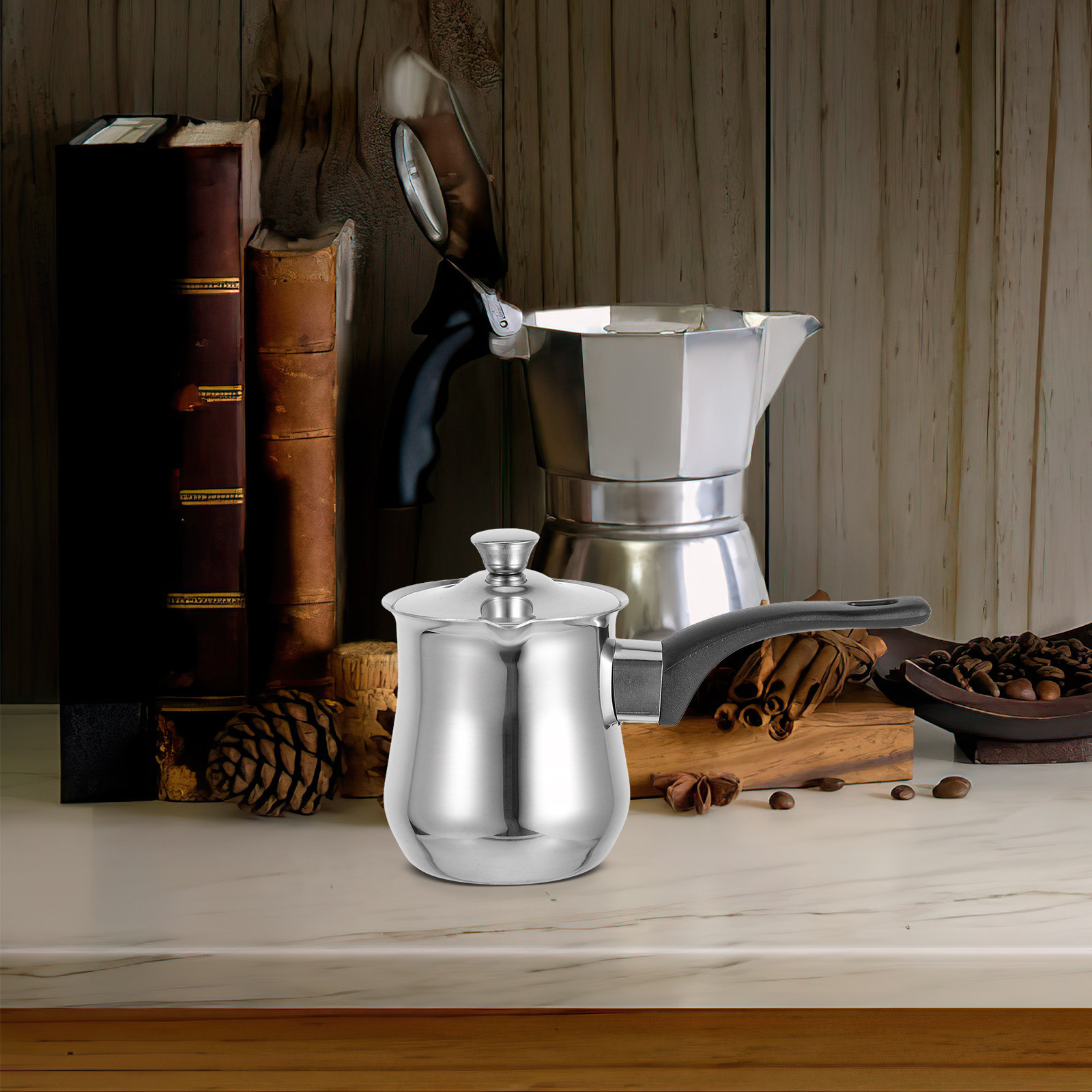 Tea And Coffee Kettle - 360ml 스테인리스 스틸 터키식 커피 메이커