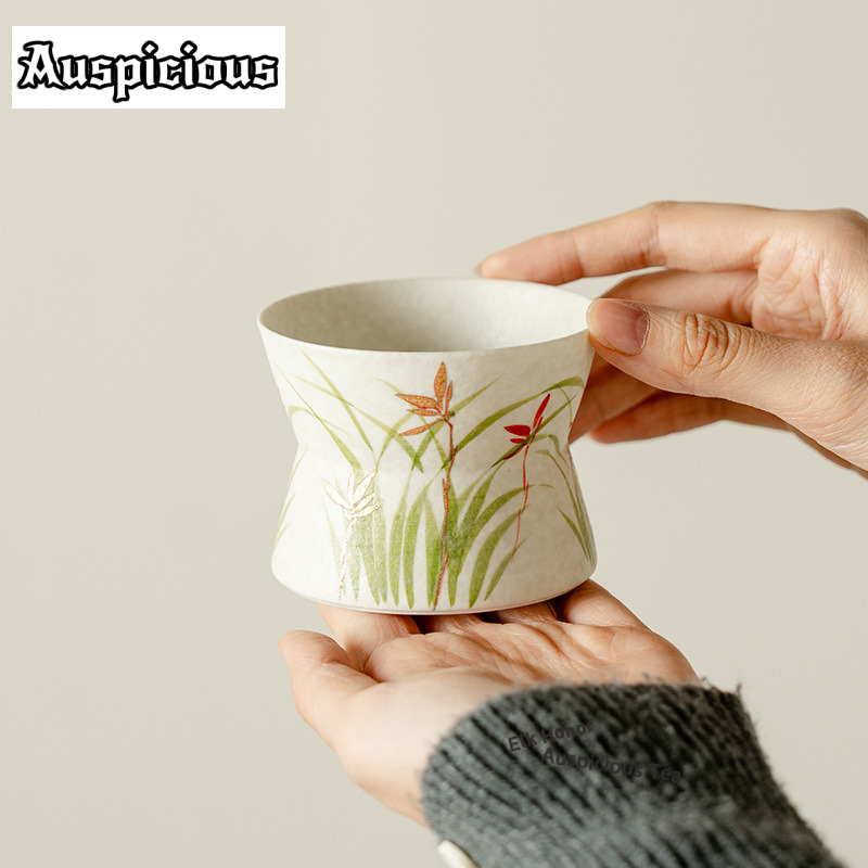 Coffee Tea Drawing - 180ml 금색 그림 손으로 그린 난초