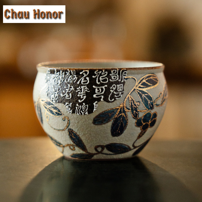 Coffee Tea Drawing - 160ml 파란색과 흰색 플린트 레드 찻잔