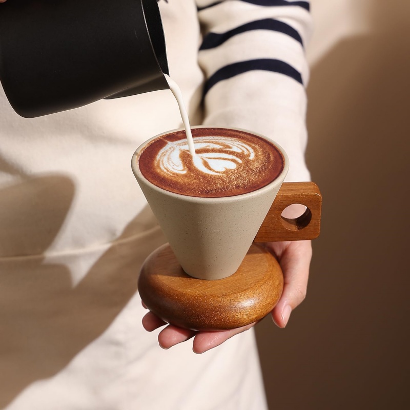 Tea Coffee Utensils - 레트로 커피 컵 내열성 원뿔형 세라믹