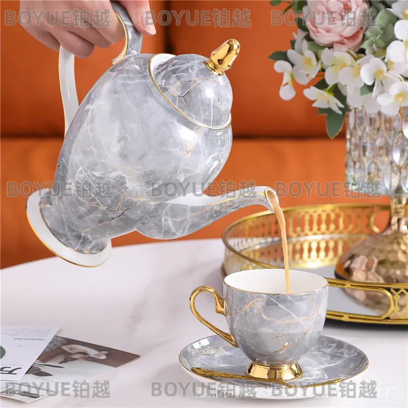 고급 본차이나 커피잔 세트와 티팟, 우아한 애프터눈 티 - Coffee Tea Box 리뷰 및 가격