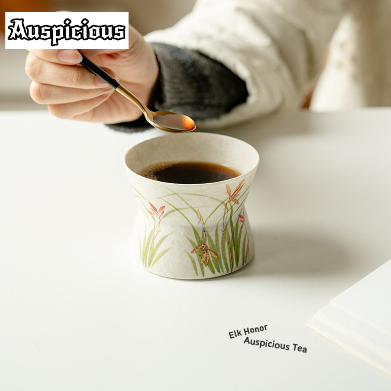 180ml 금색 그림 손으로 그린 난초 무늬 커피 머그 - Coffee Tea Drawing 리뷰 및 가격