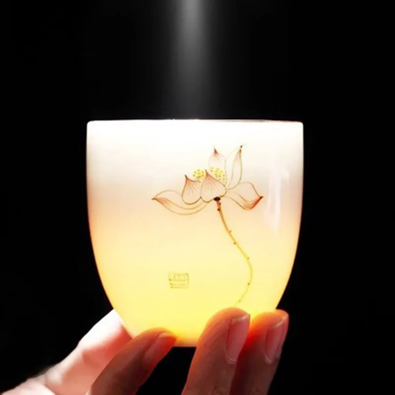 1PC 손으로 그린 ​​세라믹 티컵 쿵푸 백자 소유자  - Tea Coffee Utensils 리뷰 및 가격