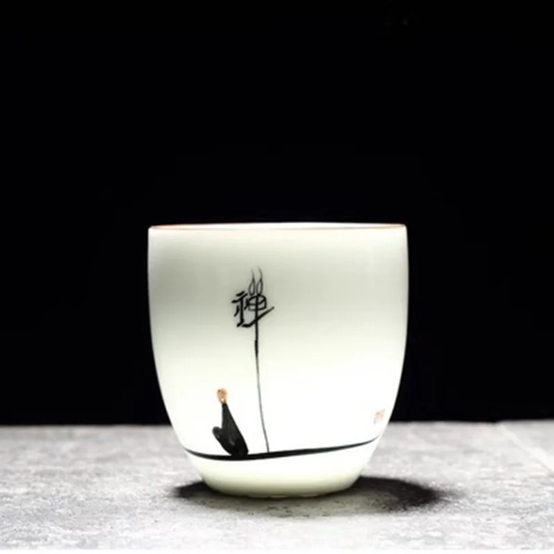 1PC 손으로 그린 ​​세라믹 티컵 쿵푸 백자 소유자  - Tea Coffee Utensils 리뷰 및 가격