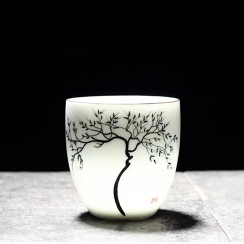 1PC 손으로 그린 ​​세라믹 티컵 쿵푸 백자 소유자  - Tea Coffee Utensils 리뷰 및 가격