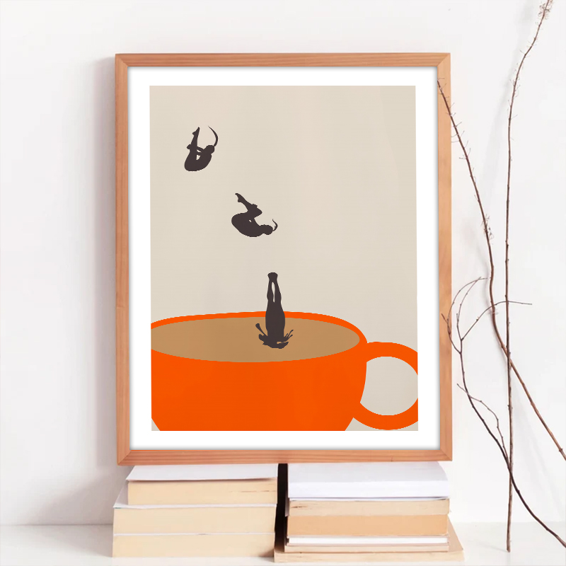 재미있는 소녀 커피 티 컵 명상 벽 아트 캔버스 그림, - Coffee Tea Picture 리뷰 및 가격