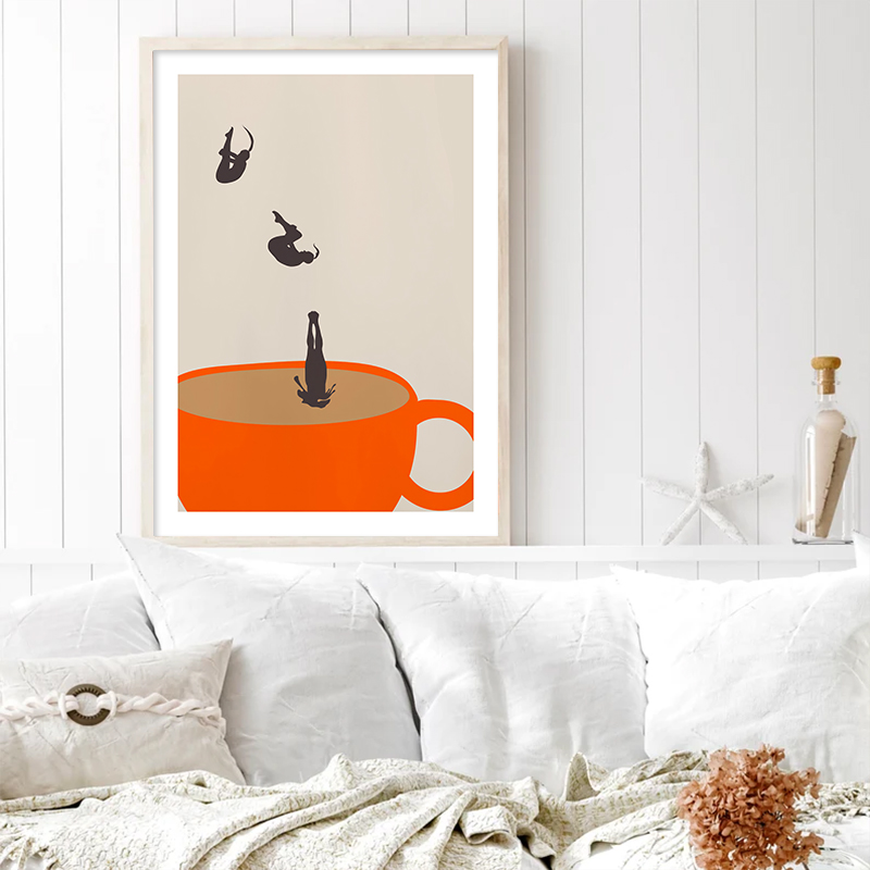 재미있는 소녀 커피 티 컵 명상 벽 아트 캔버스 그림, - Coffee Tea Picture 리뷰 및 가격