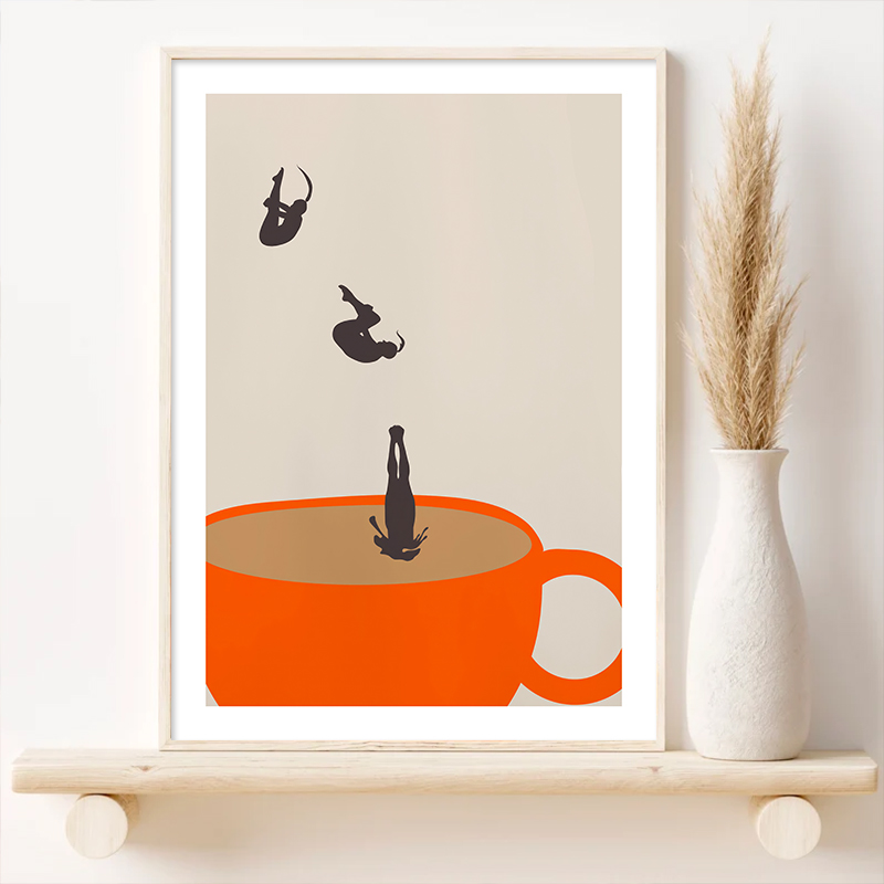 재미있는 소녀 커피 티 컵 명상 벽 아트 캔버스 그림, - Coffee Tea Picture 리뷰 및 가격