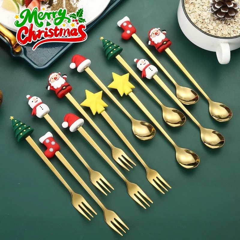 스테인레스 스틸 크리스마스 스푼 포크 세트 (커피, 차 - Tea Coffee Utensils 리뷰 및 가격