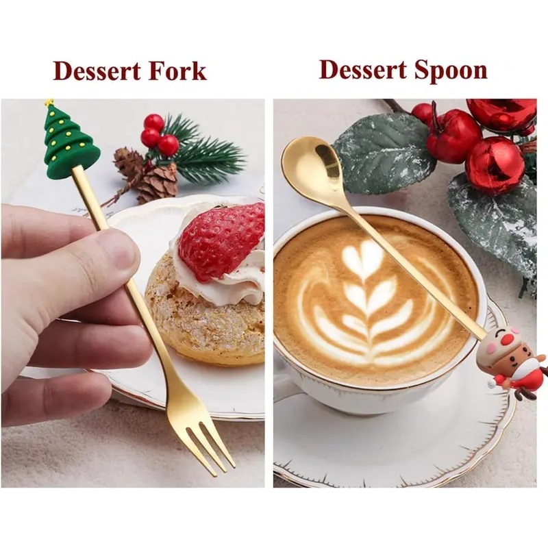 스테인레스 스틸 크리스마스 스푼 포크 세트 (커피, 차 - Tea Coffee Utensils 리뷰 및 가격