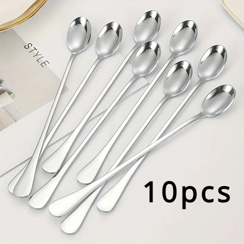 스테인리스 스틸 1/10개 롱 핸들 스푼 세트 - 식기 - Tea Coffee Utensils 리뷰 및 가격