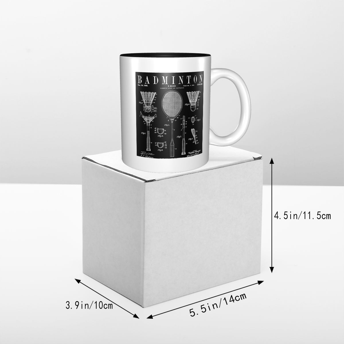 배드민턴 올드 빈티지 특허 도면 프린트 머그 재미있는  - Coffee Tea Drawing 리뷰 및 가격