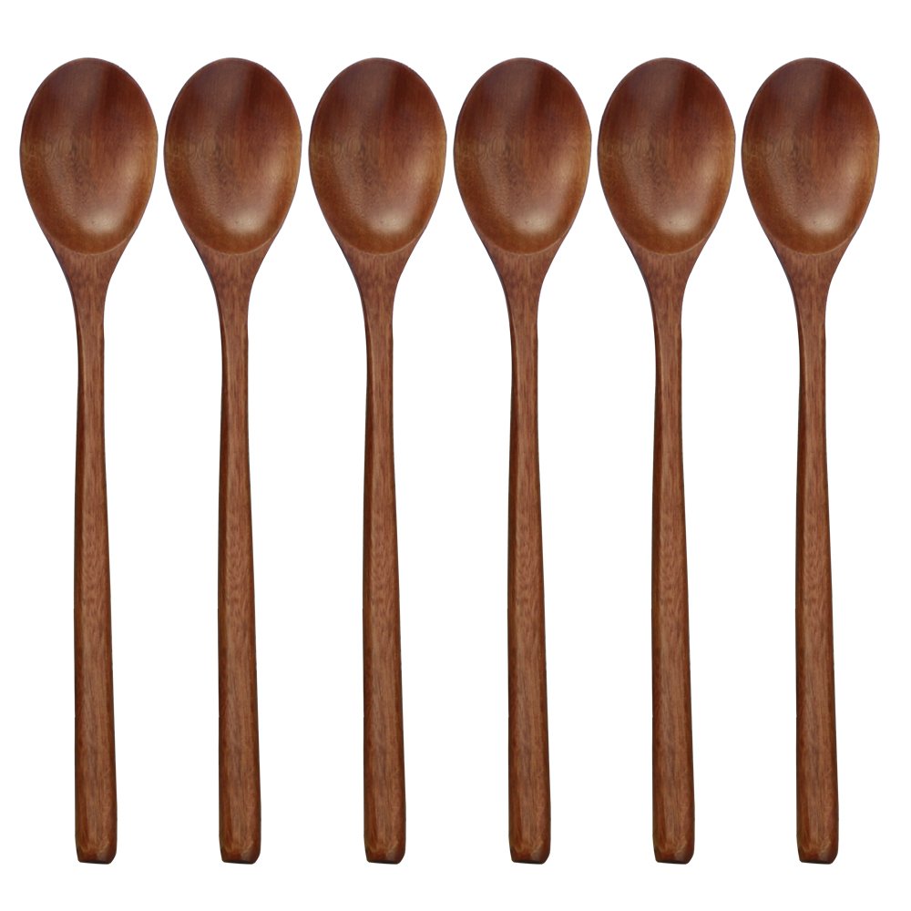 6pcs 나무 숟가락 식기 주방 조리기구 도구 수프 차 - Tea Coffee Utensils 리뷰 및 가격