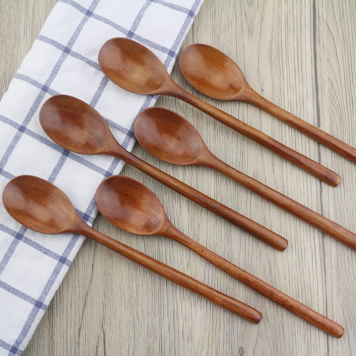 6pcs 나무 숟가락 식기 주방 조리기구 도구 수프 차 - Tea Coffee Utensils 리뷰 및 가격