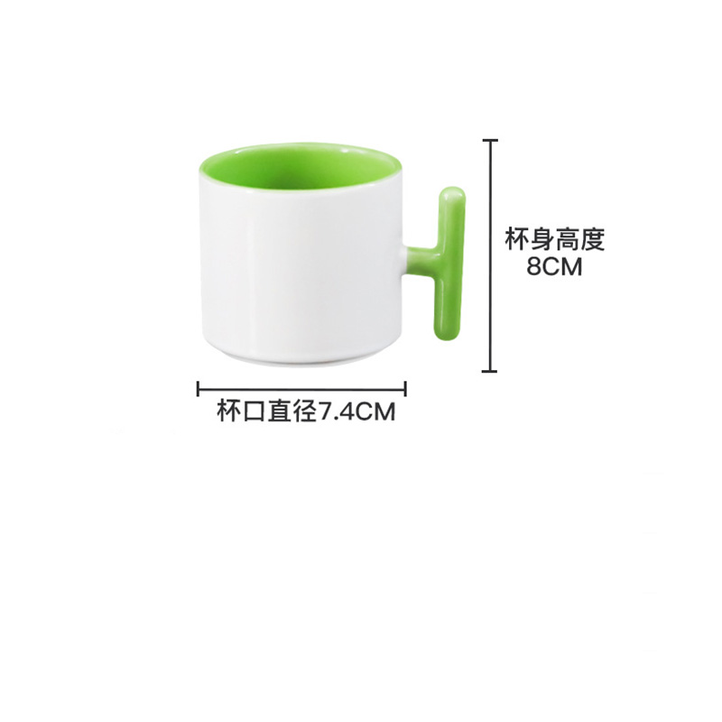 2개 세트 창의적인 T자형 손잡이 세라믹 머그컵 승화  - Coffee Tea Picture 리뷰 및 가격