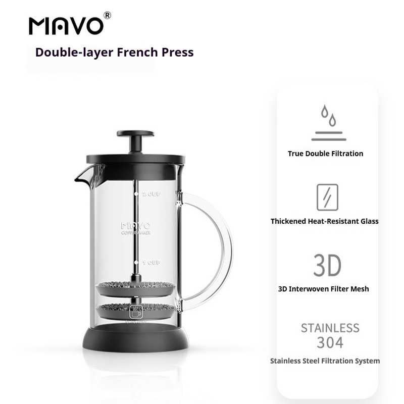 MAVO 프렌치 프레스 커피 메이커 이중 메쉬 필터 2 - Coffee And Tea Glass 리뷰 및 가격