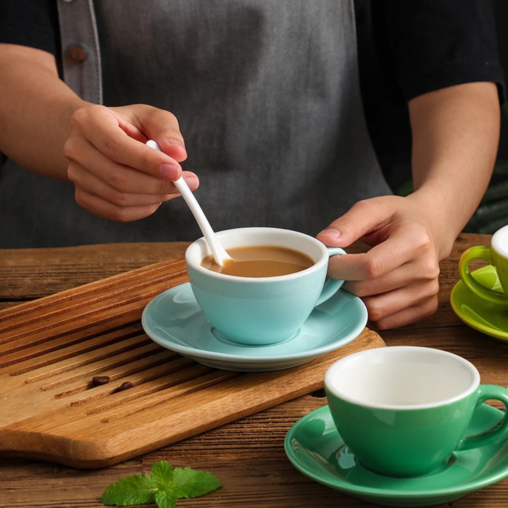 150ML 커피잔과 접시 세트, 독창적인 컬러 세라믹  - Tea Coffee Utensils 리뷰 및 가격