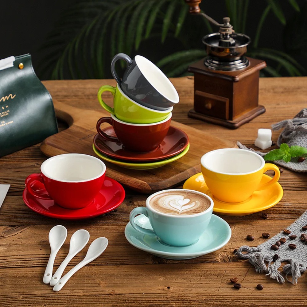 150ML 커피잔과 접시 세트, 독창적인 컬러 세라믹  - Tea Coffee Utensils 리뷰 및 가격