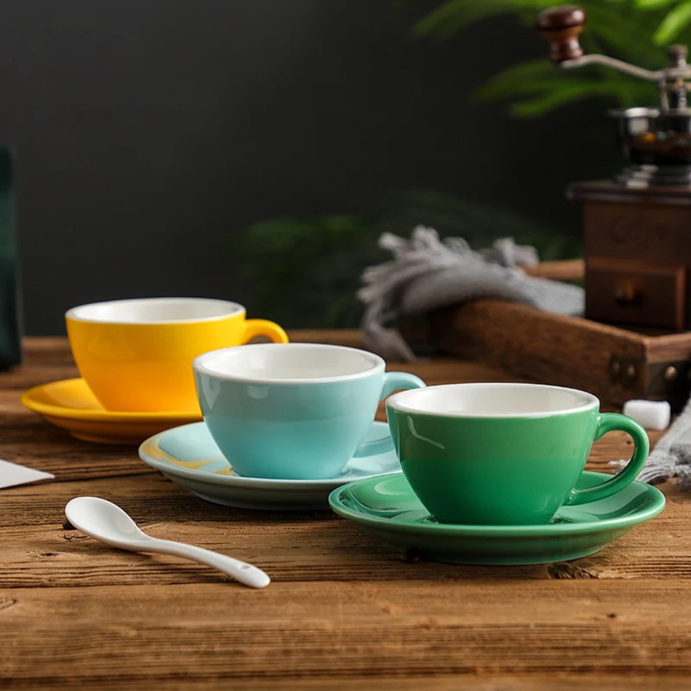 150ML 커피잔과 접시 세트, 독창적인 컬러 세라믹  - Tea Coffee Utensils 리뷰 및 가격