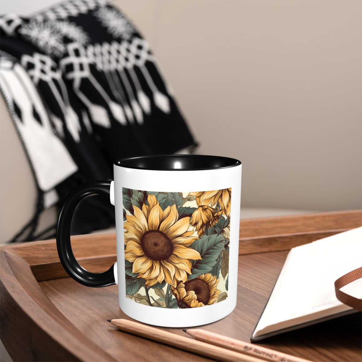 황금 해바라기 클러스터 빈티지 식물 그림 머그잔 재미있 - Coffee Tea Drawing 리뷰 및 가격