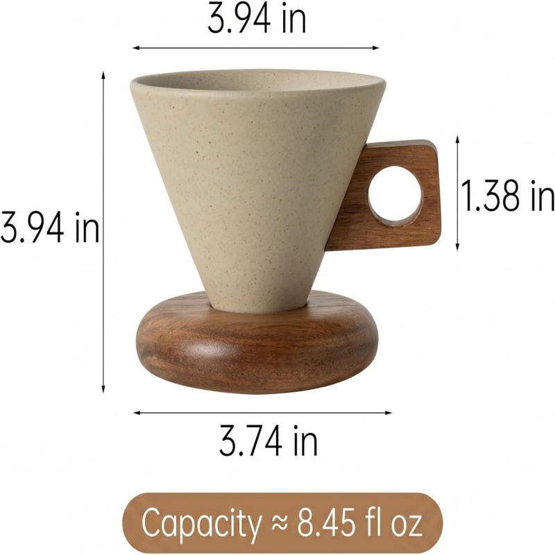 레트로 커피 컵 내열성 원뿔형 세라믹 커피 컵 나무 받 - Tea Coffee Utensils 리뷰 및 가격
